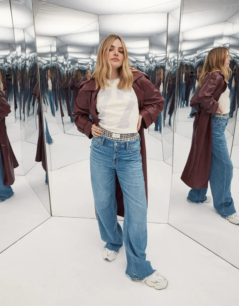 American Eagle  AE Dreamy Drape Stretch Super High-Waisted Baggy Wide-Leg Jean for Women | Best Price UAE